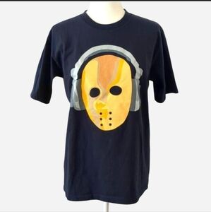🔥 RARE Unfledged "Jason" Hockey Mask & Camo Headphones Streetwear Tee Size M